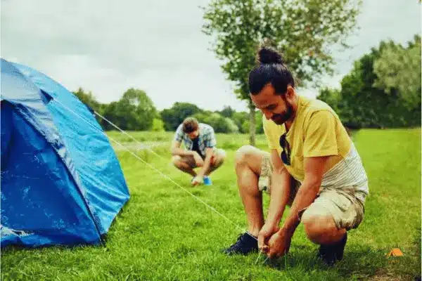 Setting up a tent